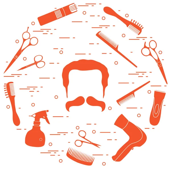 Ilustración de los hombres peinados, barbas y bigotes, peluquería — Archivo Imágenes Vectoriales