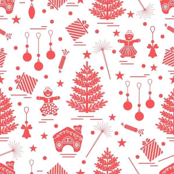 Modèle sans couture d'hiver avec des éléments de Noël variété : arbre , — Image vectorielle