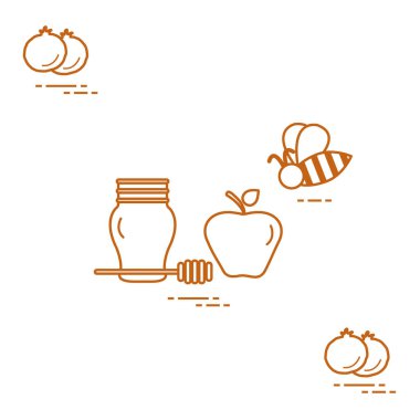 Apple Rosh Hashanah, nar, arı bal. Geleneksel J