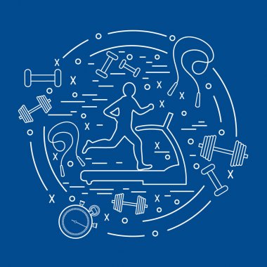 Bir koşu bandı üzerinde koşu adamın illüstrasyon vektör ve farklı