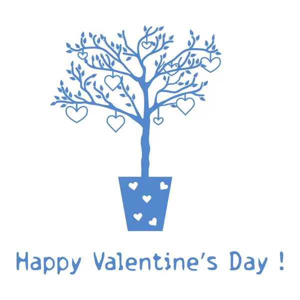 心を持つ木。グリーティング カードのバレンタイン — ストックベクタ