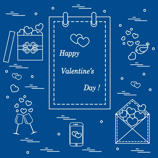 Schattig vectorillustratie: kalender met Valentijnsdag, geschenken — Stockvector