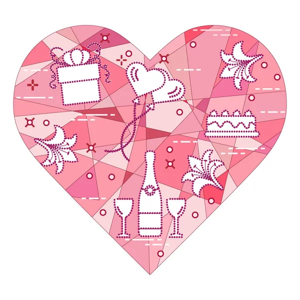 Mozaik kalp hediye, balonlar ile. Sevgililer günü