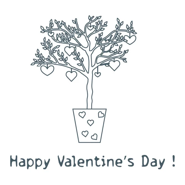 Tree with hearts.Greeting card Valentine's — Stock Vector