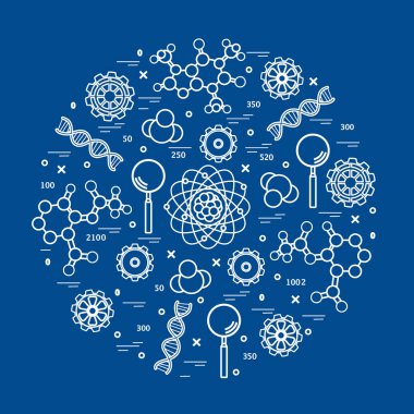 Stilize vektör simge çeşitli bilimsel, eğitim elemanları.