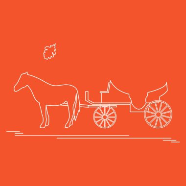 Vektör çizim atlı taşıma ve Meşe yaprağı ile. Trav