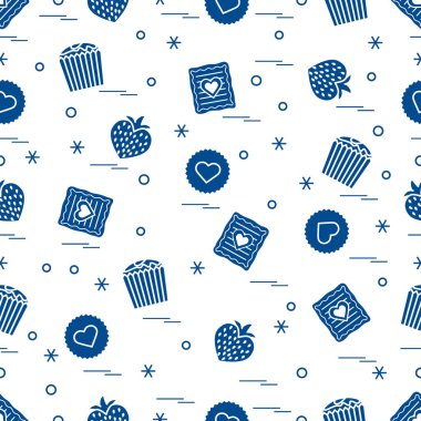 Şirin seamless modeli farklı romantik tatlılar. Aşk conce