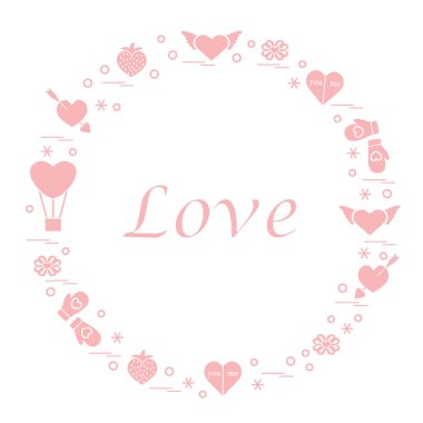 Sevimli vektör çizim ile farklı romantik sembolleri düzenlemek