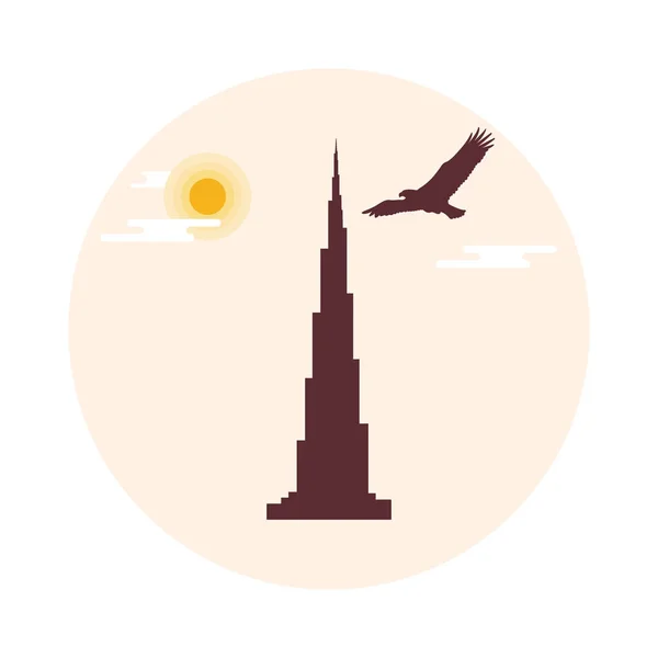 Verenigde Arabische Emiraten wolkenkrabber silhouet. Dubai beroemde ingebouwde — Stockvector