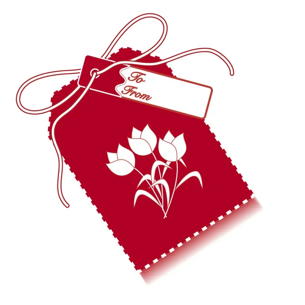 Cadeau label met boeket van bloemen en lint. Verkoop en winkelen c — Stockvector