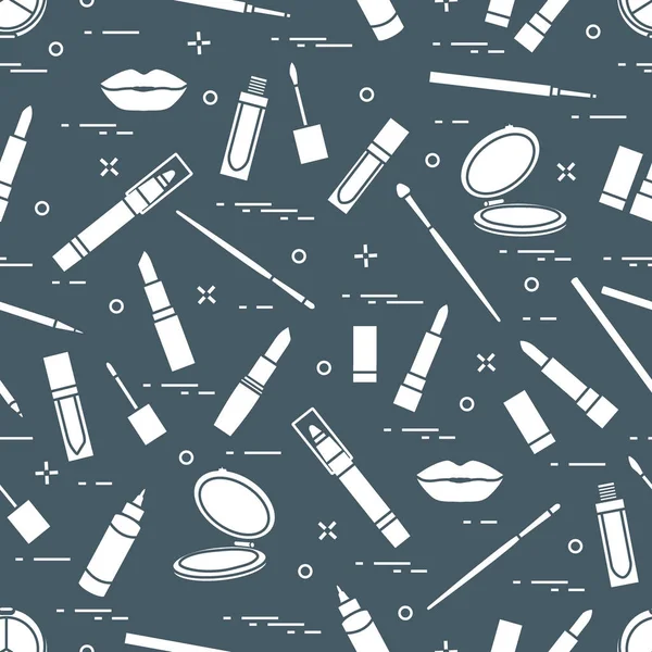 Seamless modeli farklı dudak makyaj araçları. Vektör illustra