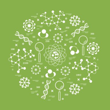 Stilize vektör simge çeşitli bilimsel, eğitim elemanları.