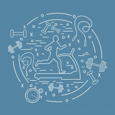 Bir koşu bandı üzerinde koşu adamın illüstrasyon vektör ve farklı