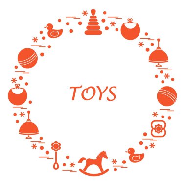 Vektör çizim çocuklar bir daire içinde düzenlenmiş elemanları: whirligi