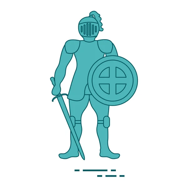 Chevalier en armure avec bouclier et épée . — Image vectorielle