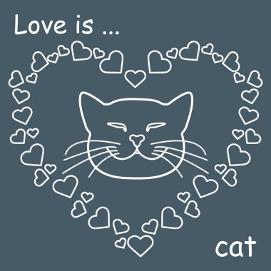 birçok kupa ve sevimli kedi. Sevgililer günü