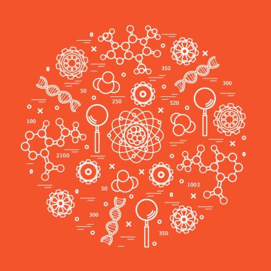 Stilize vektör simge çeşitli bilimsel, eğitim elemanları.