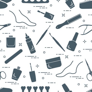 Manikür ve pedikür araçları ve ürünleri güzellik için desen bir