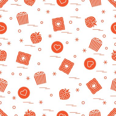 Şirin seamless modeli farklı romantik tatlılar. Aşk conce