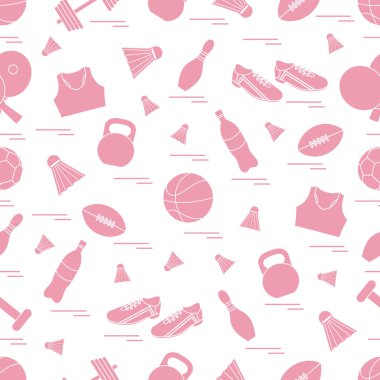 Spor konulu seamless modeli. Vektör çizim spor