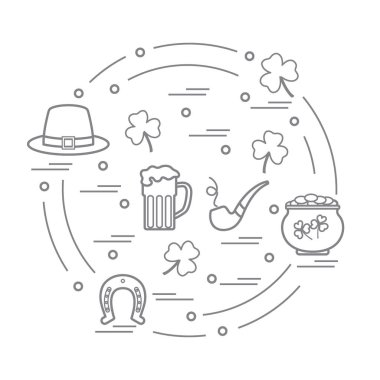 Cute vector illustration with different symbols for St. Patrick'
