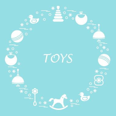 Vektör çizim çocuklar bir daire içinde düzenlenmiş elemanları: whirligi