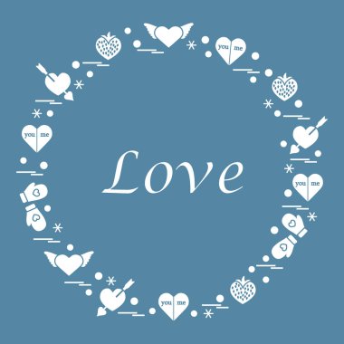 Sevimli vektör çizim ile farklı romantik sembolleri düzenlemek