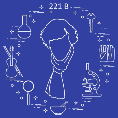 Özel Dedektif Sherlock Holmes ile çeşitli araçları ve ekipmanları