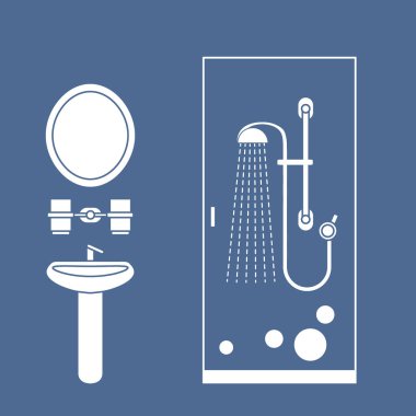 Banyo iç tasarım tatlı vektör çizim: duş kabin