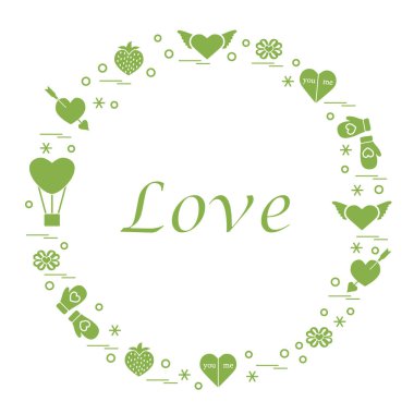 Sevimli vektör çizim ile farklı romantik sembolleri düzenlemek