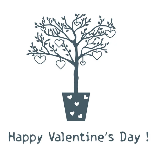 Tree with hearts.Greeting card Valentine's — Stock Vector