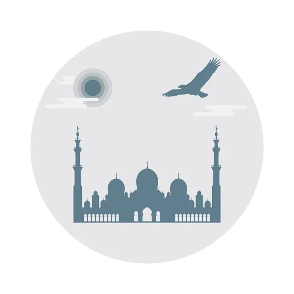 Vereinte arabische Emirate Symbole. Scheich-Zayed-Moschee Silhouette und — Stockvektor