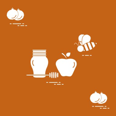 Apple Rosh Hashanah, nar, arı bal. Geleneksel J