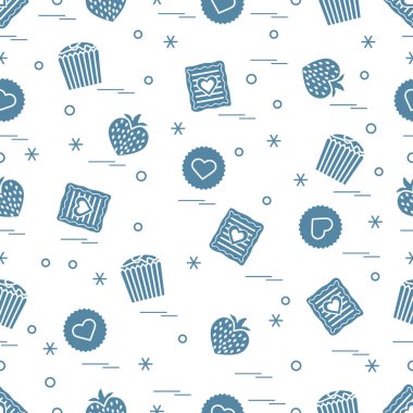 Şirin seamless modeli farklı romantik tatlılar. Aşk conce