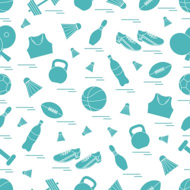 Spor konulu seamless modeli. Vektör çizim spor