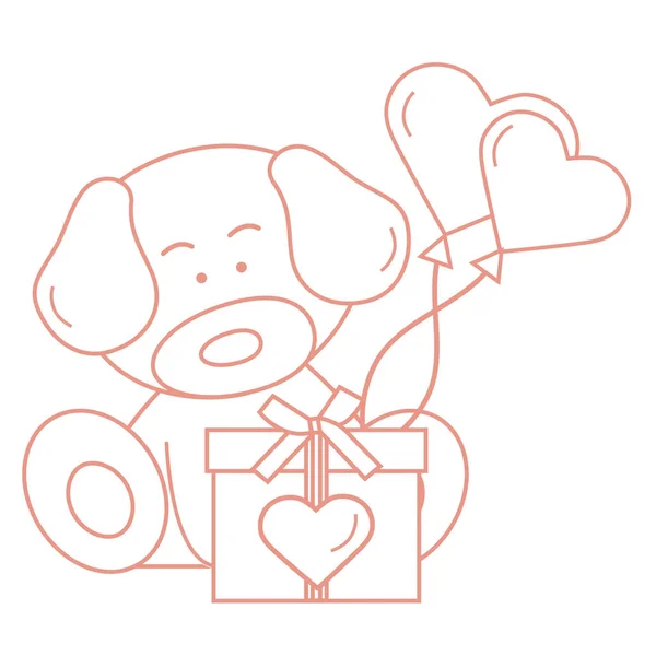 선물, 하트 풍선 강아지입니다. 발렌타인 — 스톡 벡터