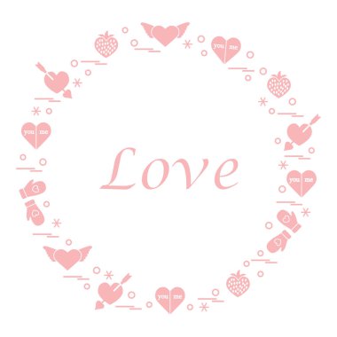 Sevimli vektör çizim ile farklı romantik sembolleri düzenlemek