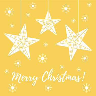 Vektör çizim kar taneleri ve üç yıldız origami ile kat