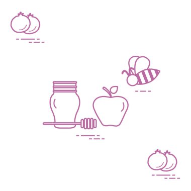 Apple Rosh Hashanah, nar, arı bal. Geleneksel J