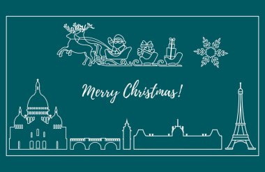 Noel Baba'ya kızak ile Paris'e uçan geyikler