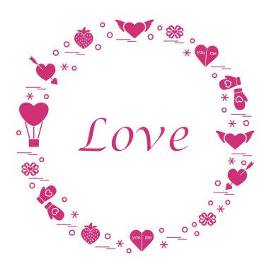 Sevimli vektör çizim ile farklı romantik sembolleri düzenlemek