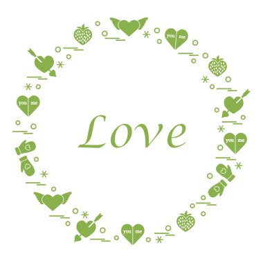 Sevimli vektör çizim ile farklı romantik sembolleri düzenlemek