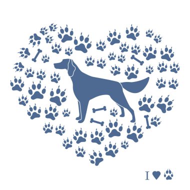 Setter siluet köpek parça ve f kemiklerde arka plan üzerinde