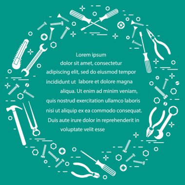 Yapı, inşaat ve ev onarım için çeşitli araçlar.