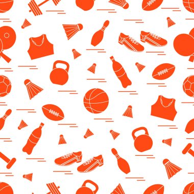 Spor konulu seamless modeli. Vektör çizim spor