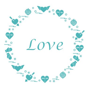 Sevimli vektör çizim ile farklı romantik sembolleri düzenlemek