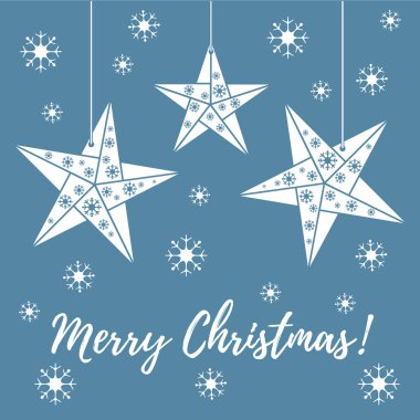 Vektör çizim kar taneleri ve üç yıldız origami ile kat