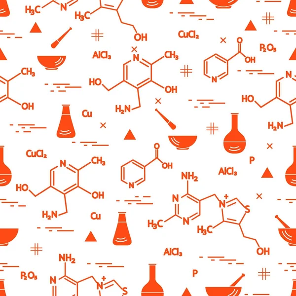 Varrat nélküli mintát különböző tudományos, oktatási elemekkel: fl — Stock Vector