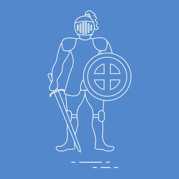 Knight in armor with shield and sword. — Stock Vector