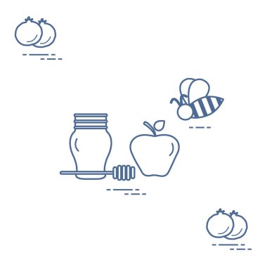 Apple Rosh Hashanah, nar, arı bal. Geleneksel J